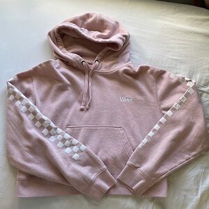 Vans Pink Cropped Hoodie with Graphic Sleeve